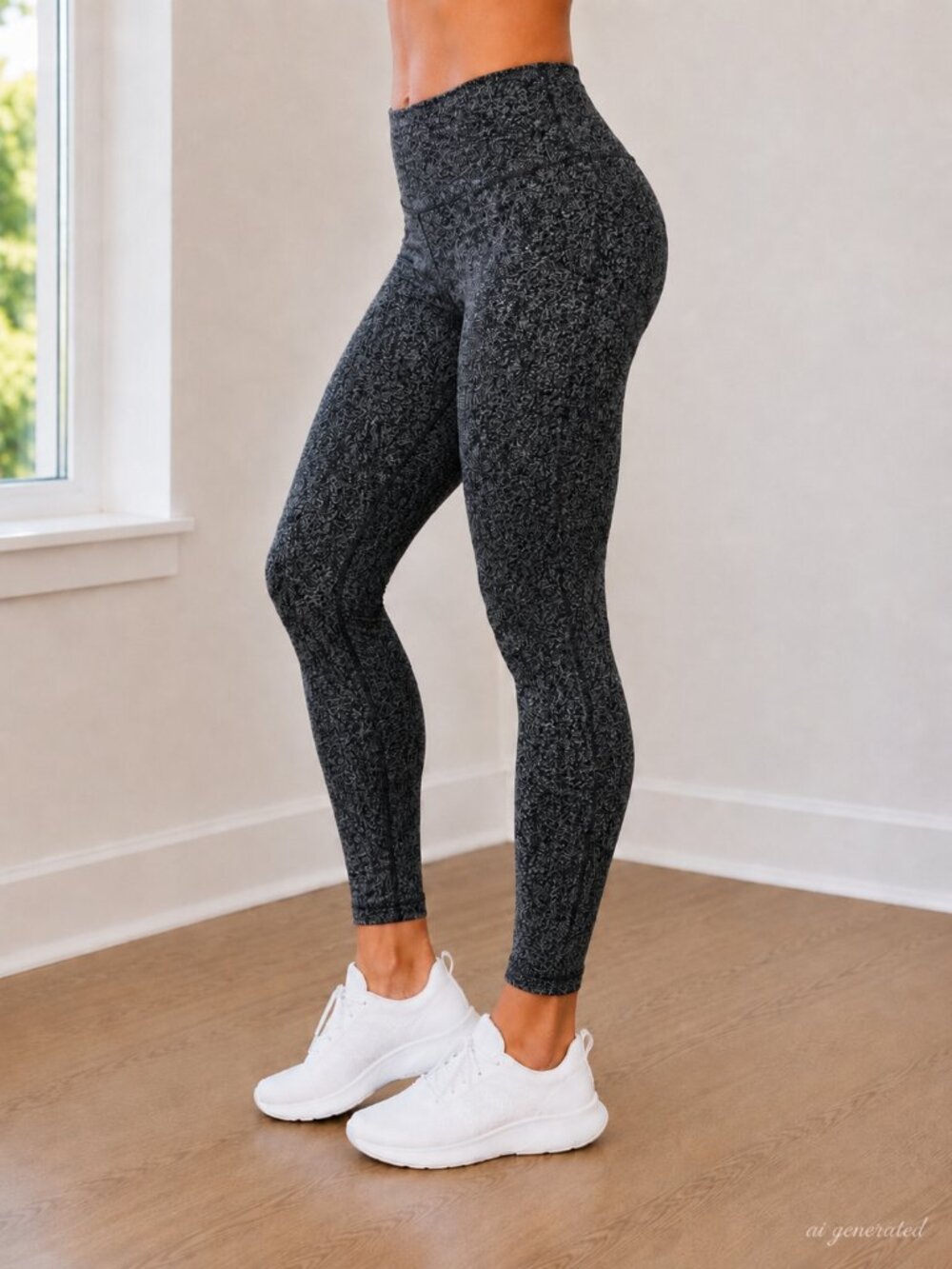 Athleta Black Olive Heathered High Rise Side Pocket Leggings L